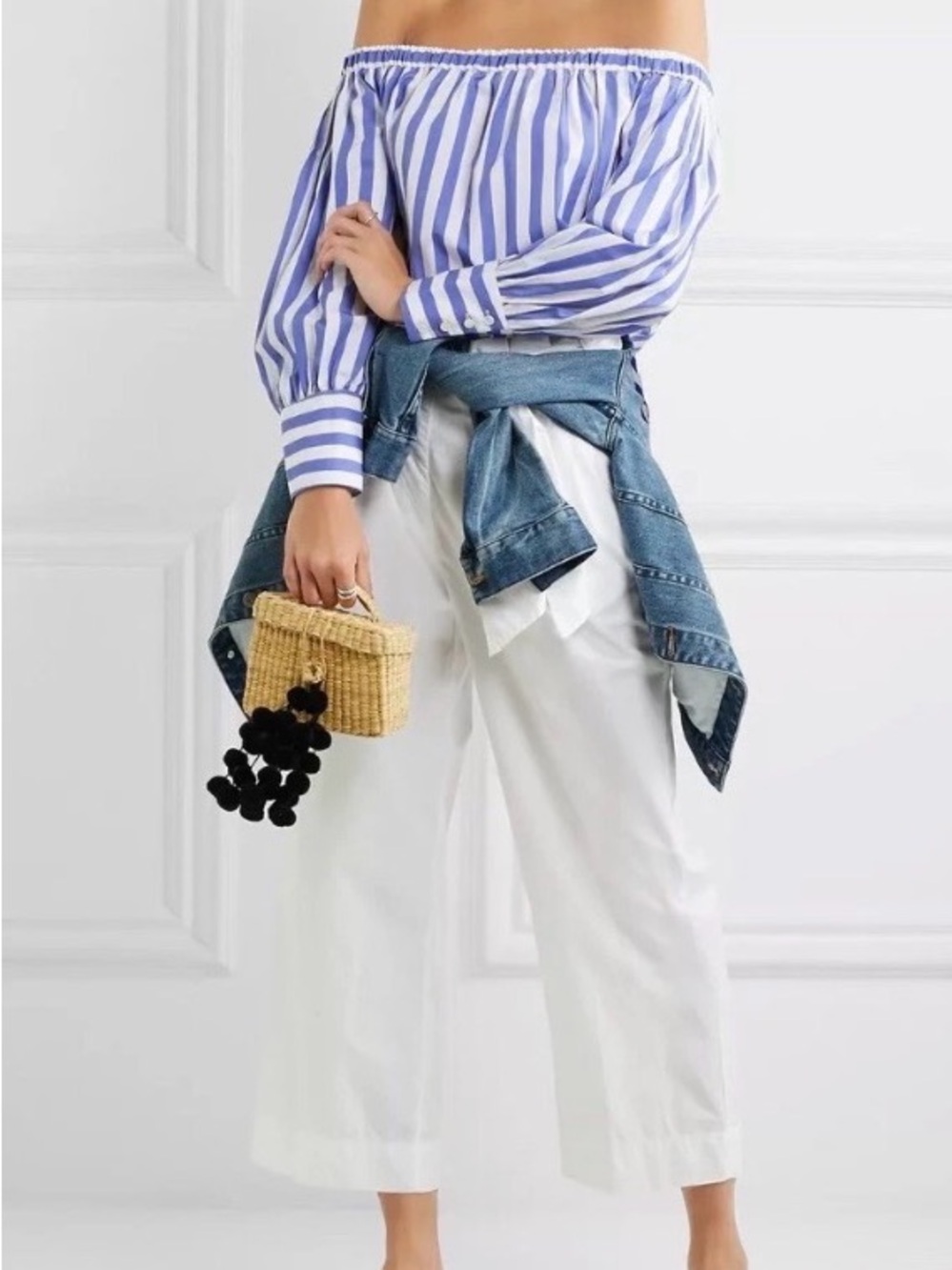 J. Crew Thomas Mason Collection Off-the-Shoulder Striped Blouse